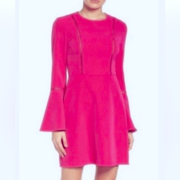 Chandler Henry Pink Posie Bell Sleeve Sheath Dress Size Medium New With Tags - Picture 1 of 11